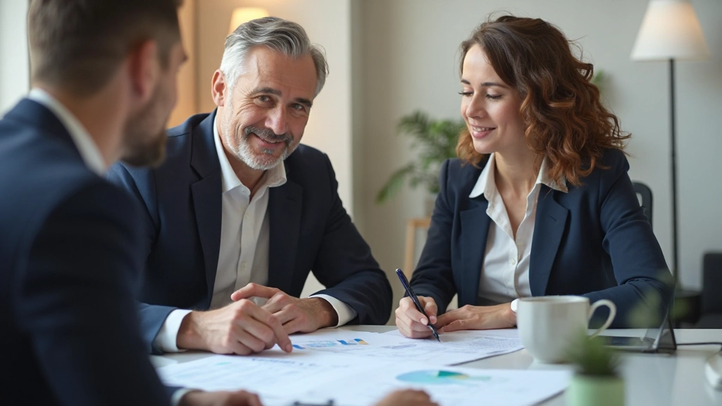 Профессиональный финансовый консультант объясняет инвестиционные стратегии молодой семье