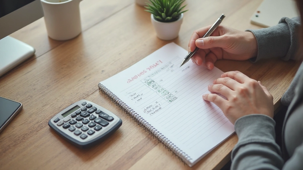 Составление семейного бюджета на бумаге с калькулятором