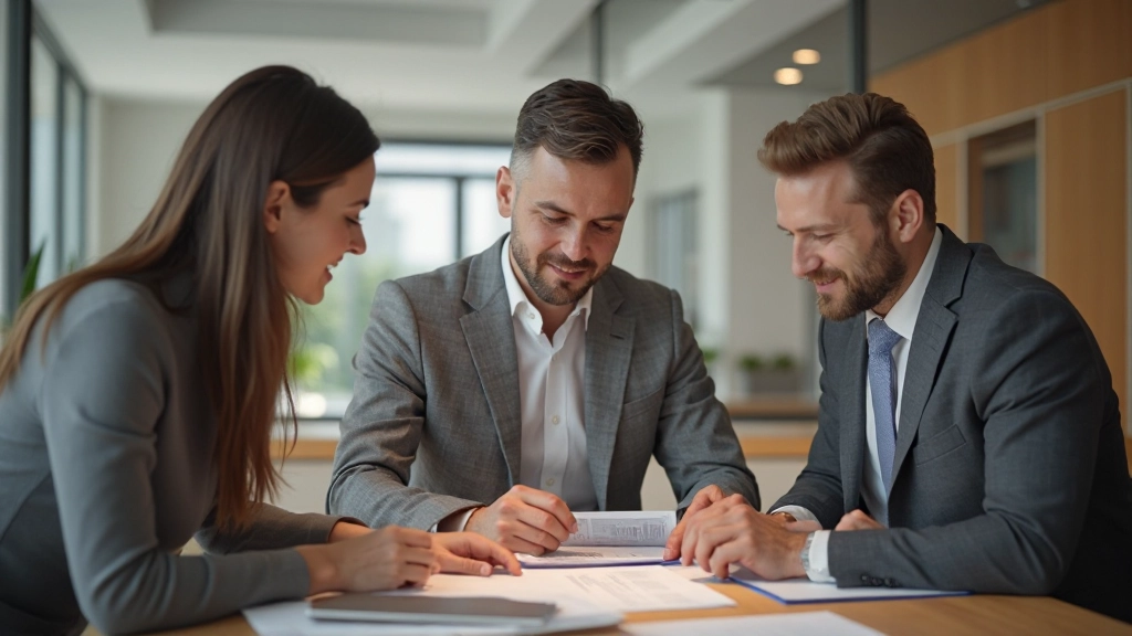 Финансовый советник обсуждает долгосрочный план инвестиций с молодой семьей